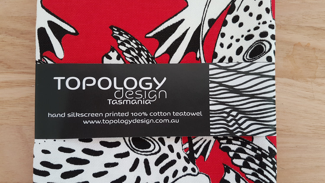 New seasons colour range Topology Design tea towels