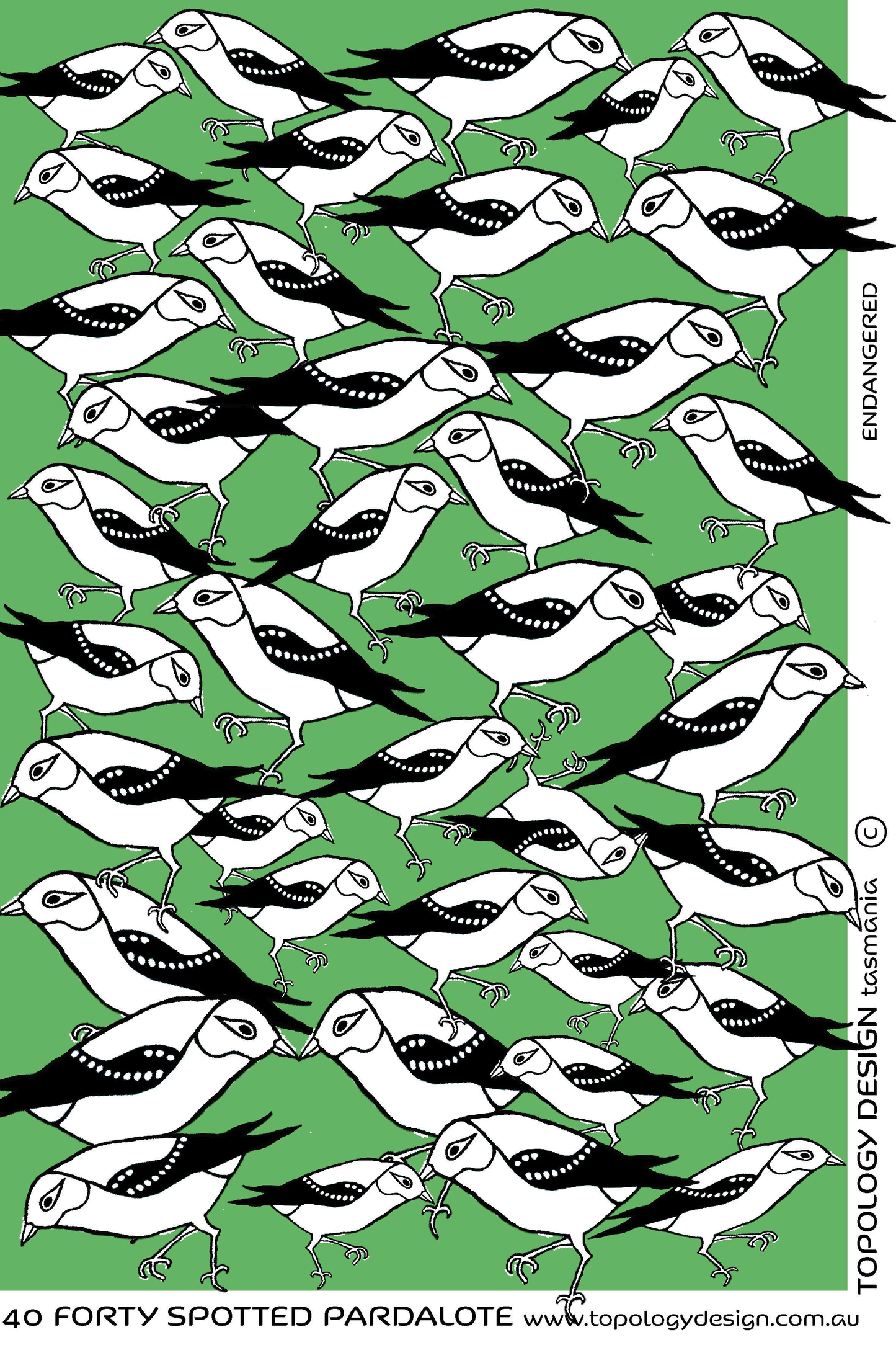 Tea towel - Forty-spotted Pardalote (Green)